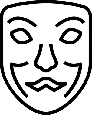Black and white face mask icon symbol vector illustration in minimal simple style graphic design element for modern artwork clean outline sketch flat pictogram abstract template contour editable isolated digital png format for web ui
