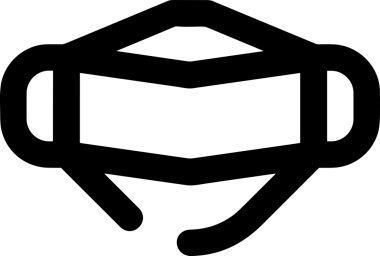 Black and white face mask icon symbol vector illustration in minimal simple style graphic design element for modern artwork clean outline sketch flat pictogram abstract template contour editable isolated digital png format for web ui