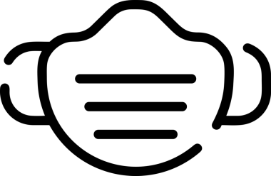 Black and white face mask icon symbol vector illustration in minimal simple style graphic design element for modern artwork clean outline sketch flat pictogram abstract template contour editable isolated digital png format for web ui