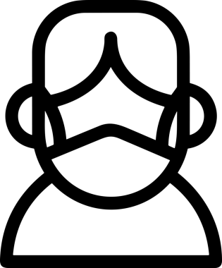 Black and white face mask icon symbol vector illustration in minimal simple style graphic design element for modern artwork clean outline sketch flat pictogram abstract template contour editable isolated digital png format for web ui