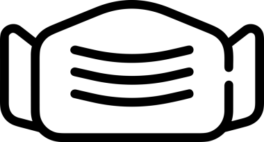 Black and white face mask icon symbol vector illustration in minimal simple style graphic design element for modern artwork clean outline sketch flat pictogram abstract template contour editable isolated digital png format for web ui