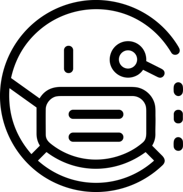 Black and white face mask icon symbol vector illustration in minimal simple style graphic design element for modern artwork clean outline sketch flat pictogram abstract template contour editable isolated digital png format for web ui