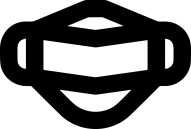 Black and white face mask icon symbol vector illustration in minimal simple style graphic design element for modern artwork clean outline sketch flat pictogram abstract template contour editable isolated digital png format for web ui