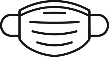 Black and white face mask icon symbol vector illustration in minimal simple style graphic design element for modern artwork clean outline sketch flat pictogram abstract template contour editable isolated digital png format for web ui