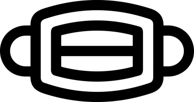 Black and white face mask icon symbol vector illustration in minimal simple style graphic design element for modern artwork clean outline sketch flat pictogram abstract template contour editable isolated digital png format for web ui