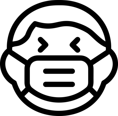 Black and white face mask icon symbol vector illustration in minimal simple style graphic design element for modern artwork clean outline sketch flat pictogram abstract template contour editable isolated digital png format for web ui