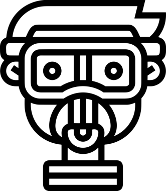 Black and white face mask icon symbol vector illustration in minimal simple style graphic design element for modern artwork clean outline sketch flat pictogram abstract template contour editable isolated digital png format for web ui