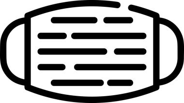 Black and white face mask icon symbol vector illustration in minimal simple style graphic design element for modern artwork clean outline sketch flat pictogram abstract template contour editable isolated digital png format for web ui