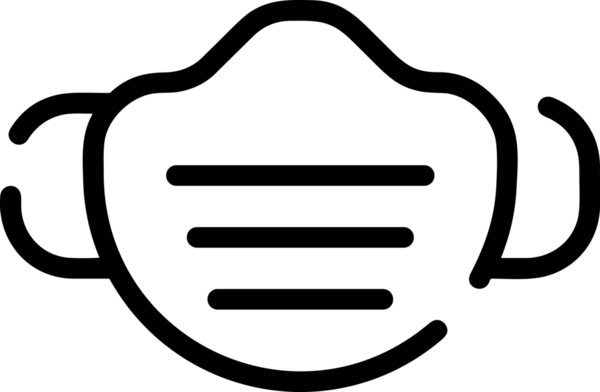 Black and white face mask icon symbol vector illustration in minimal simple style graphic design element for modern artwork clean outline sketch flat pictogram abstract template contour editable isolated digital png format for web ui