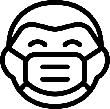 Black and white face mask icon symbol vector illustration in minimal simple style graphic design element for modern artwork clean outline sketch flat pictogram abstract template contour editable isolated digital png format for web ui