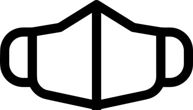 Black and white face mask icon symbol vector illustration in minimal simple style graphic design element for modern artwork clean outline sketch flat pictogram abstract template contour editable isolated digital png format for web ui