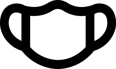 Black and white face mask icon symbol vector illustration in minimal simple style graphic design element for modern artwork clean outline sketch flat pictogram abstract template contour editable isolated digital png format for web ui