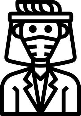 Black and white face mask icon symbol vector illustration in minimal simple style graphic design element for modern artwork clean outline sketch flat pictogram abstract template contour editable isolated digital png format for web ui