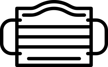 Black and white face mask icon symbol vector illustration in minimal simple style graphic design element for modern artwork clean outline sketch flat pictogram abstract template contour editable isolated digital png format for web ui