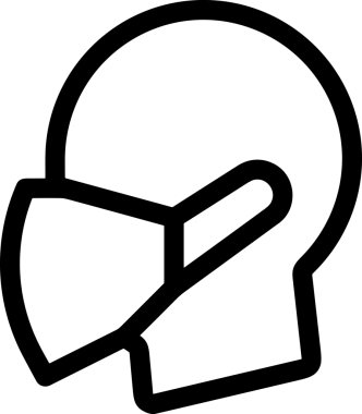 Black and white face mask icon symbol vector illustration in minimal simple style graphic design element for modern artwork clean outline sketch flat pictogram abstract template contour editable isolated digital png format for web ui