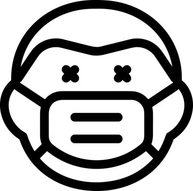 Black and white face mask icon symbol vector illustration in minimal simple style graphic design element for modern artwork clean outline sketch flat pictogram abstract template contour editable isolated digital png format for web ui