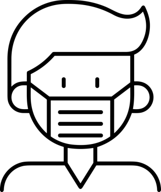 Black and white face mask icon symbol vector illustration in minimal simple style graphic design element for modern artwork clean outline sketch flat pictogram abstract template contour editable isolated digital png format for web ui