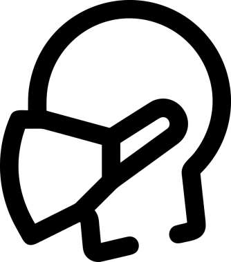 Black and white face mask icon symbol vector illustration in minimal simple style graphic design element for modern artwork clean outline sketch flat pictogram abstract template contour editable isolated digital png format for web ui