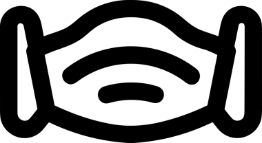 Black and white face mask icon symbol vector illustration in minimal simple style graphic design element for modern artwork clean outline sketch flat pictogram abstract template contour editable isolated digital png format for web ui