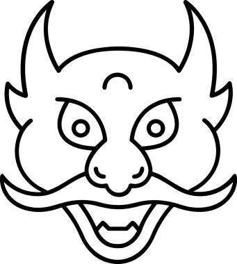 Black and white face mask icon symbol vector illustration in minimal simple style graphic design element for modern artwork clean outline sketch flat pictogram abstract template contour editable isolated digital png format for web ui