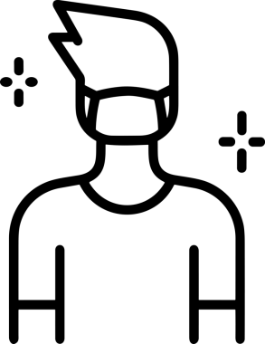 Black and white face mask icon symbol vector illustration in minimal simple style graphic design element for modern artwork clean outline sketch flat pictogram abstract template contour editable isolated digital png format for web ui