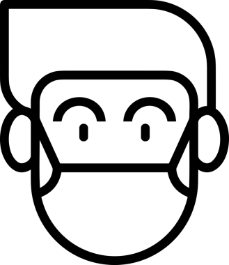 Black and white face mask icon symbol vector illustration in minimal simple style graphic design element for modern artwork clean outline sketch flat pictogram abstract template contour editable isolated digital png format for web ui