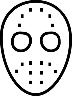 Black and white face mask icon symbol vector illustration in minimal simple style graphic design element for modern artwork clean outline sketch flat pictogram abstract template contour editable isolated digital png format for web ui