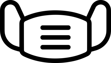 Black and white face mask icon symbol vector illustration in minimal simple style graphic design element for modern artwork clean outline sketch flat pictogram abstract template contour editable isolated digital png format for web ui