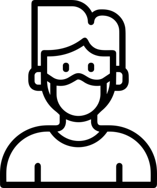 Black and white face mask icon symbol vector illustration in minimal simple style graphic design element for modern artwork clean outline sketch flat pictogram abstract template contour editable isolated digital png format for web ui