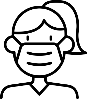 Black and white face mask icon symbol vector illustration in minimal simple style graphic design element for modern artwork clean outline sketch flat pictogram abstract template contour editable isolated digital png format for web ui