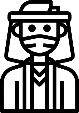 Black and white face mask icon symbol vector illustration in minimal simple style graphic design element for modern artwork clean outline sketch flat pictogram abstract template contour editable isolated digital png format for web ui