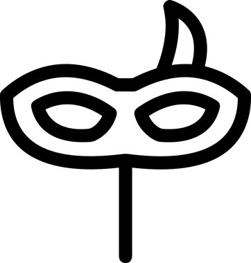 Black and white face mask icon symbol vector illustration in minimal simple style graphic design element for modern artwork clean outline sketch flat pictogram abstract template contour editable isolated digital png format for web ui