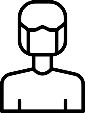Black and white face mask icon symbol vector illustration in minimal simple style graphic design element for modern artwork clean outline sketch flat pictogram abstract template contour editable isolated digital png format for web ui