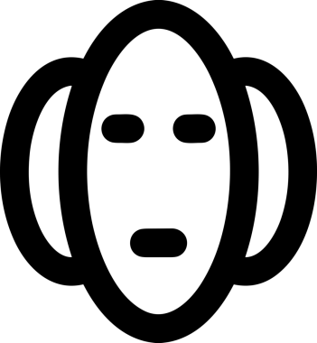 Black and white face mask icon symbol vector illustration in minimal simple style graphic design element for modern artwork clean outline sketch flat pictogram abstract template contour editable isolated digital png format for web ui