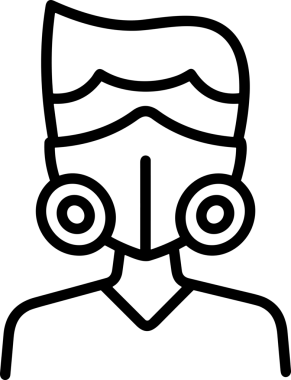 Black and white face mask icon symbol vector illustration in minimal simple style graphic design element for modern artwork clean outline sketch flat pictogram abstract template contour editable isolated digital png format for web ui