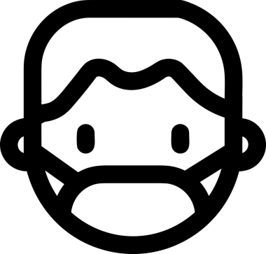 Black and white face mask icon symbol vector illustration in minimal simple style graphic design element for modern artwork clean outline sketch flat pictogram abstract template contour editable isolated digital png format for web ui