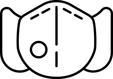 Black and white face mask icon symbol vector illustration in minimal simple style graphic design element for modern artwork clean outline sketch flat pictogram abstract template contour editable isolated digital png format for web ui