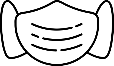 Black and white face mask icon symbol vector illustration in minimal simple style graphic design element for modern artwork clean outline sketch flat pictogram abstract template contour editable isolated digital png format for web ui