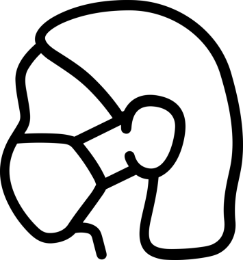 Black and white face mask icon symbol vector illustration in minimal simple style graphic design element for modern artwork clean outline sketch flat pictogram abstract template contour editable isolated digital png format for web ui