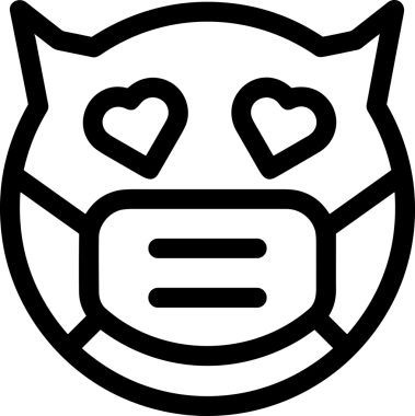 Black and white face mask icon symbol vector illustration in minimal simple style graphic design element for modern artwork clean outline sketch flat pictogram abstract template contour editable isolated digital png format for web ui