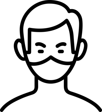 Black and white face mask icon symbol vector illustration in minimal simple style graphic design element for modern artwork clean outline sketch flat pictogram abstract template contour editable isolated digital png format for web ui