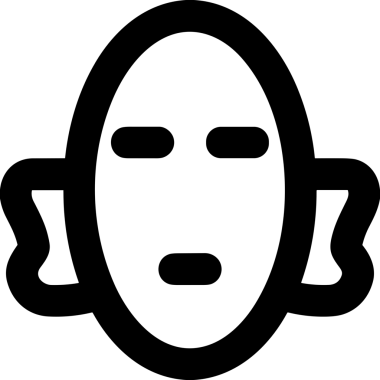 Black and white face mask icon symbol vector illustration in minimal simple style graphic design element for modern artwork clean outline sketch flat pictogram abstract template contour editable isolated digital png format for web ui