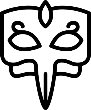 Black and white face mask icon symbol vector illustration in minimal simple style graphic design element for modern artwork clean outline sketch flat pictogram abstract template contour editable isolated digital png format for web ui