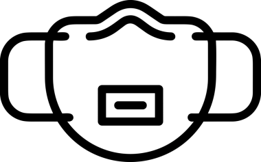 Black and white face mask icon symbol vector illustration in minimal simple style graphic design element for modern artwork clean outline sketch flat pictogram abstract template contour editable isolated digital png format for web ui