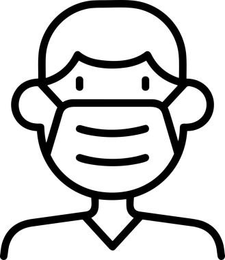 Black and white face mask icon symbol vector illustration in minimal simple style graphic design element for modern artwork clean outline sketch flat pictogram abstract template contour editable isolated digital png format for web ui