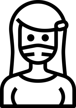 Black and white face mask icon symbol vector illustration in minimal simple style graphic design element for modern artwork clean outline sketch flat pictogram abstract template contour editable isolated digital png format for web ui