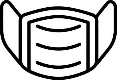 Black and white face mask icon symbol vector illustration in minimal simple style graphic design element for modern artwork clean outline sketch flat pictogram abstract template contour editable isolated digital png format for web ui