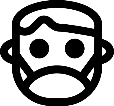 Black and white face mask icon symbol vector illustration in minimal simple style graphic design element for modern artwork clean outline sketch flat pictogram abstract template contour editable isolated digital png format for web ui