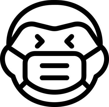 Black and white face mask icon symbol vector illustration in minimal simple style graphic design element for modern artwork clean outline sketch flat pictogram abstract template contour editable isolated digital png format for web ui