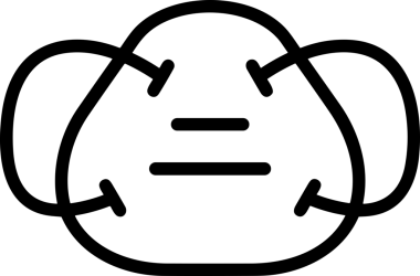 Black and white face mask icon symbol vector illustration in minimal simple style graphic design element for modern artwork clean outline sketch flat pictogram abstract template contour editable isolated digital png format for web ui